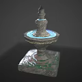 Garden Ornament Small Multi Tiered Stone Fountain With Square Base Water Basin And Spire Decoration