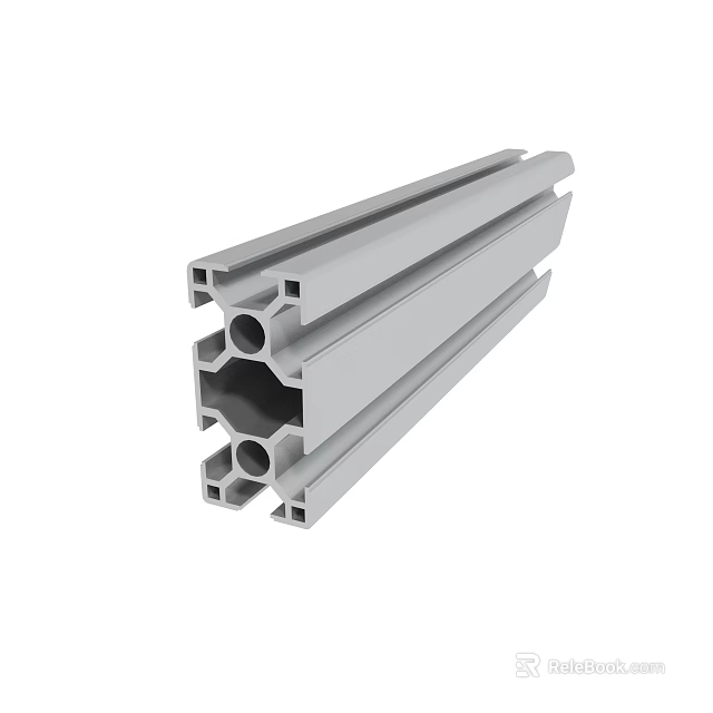 Gray Industrial Aluminum Profile With Multiple Holes And Slots For Structural Use 3d model 
