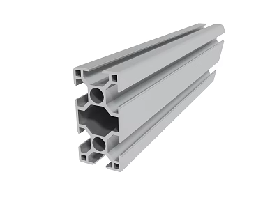 Gray Industrial Aluminum Profile With Multiple Holes And Slots For Structural Use 3d model