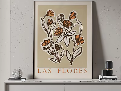Abstract Floral Painting For Interior Decor With Neutral Tones 3d model