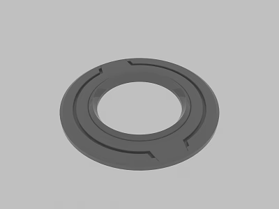 Black Circular Mechanical Ring Component with Grooves and Industrial Design Features 3d model