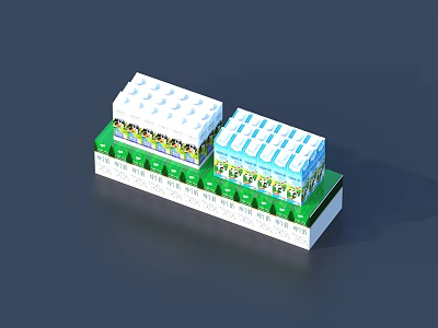 Colorful Beverage Cartons With Lego Inspired Packaging And Vibrant Design Details 3d model