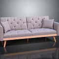 Light Gray Two Seater Sofa with Tufted Design Pillows and Wooden Legs in Modern Style