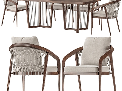 Silent Wind Rattan Dining Table and Chair Combination model