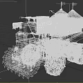 Rusty Armored Heavy Duty Vehicle With Spiked Wheels Weapons Flags And Metal Structure