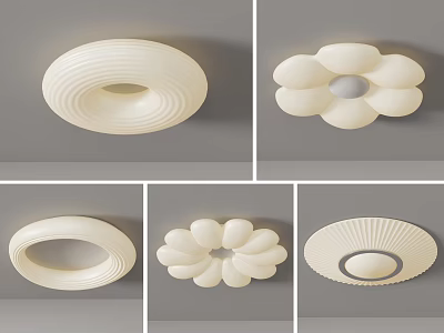 White Modern Ceiling Lights Featuring Various Stylish And Elegant Designs 3d model