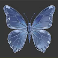 Blue Crystal Butterfly With Transparent Shiny Wings And Reflection On Dark Background