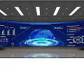 Security Monitoring Room With Large Display Screens Global Data Visualization And Bright Lighting