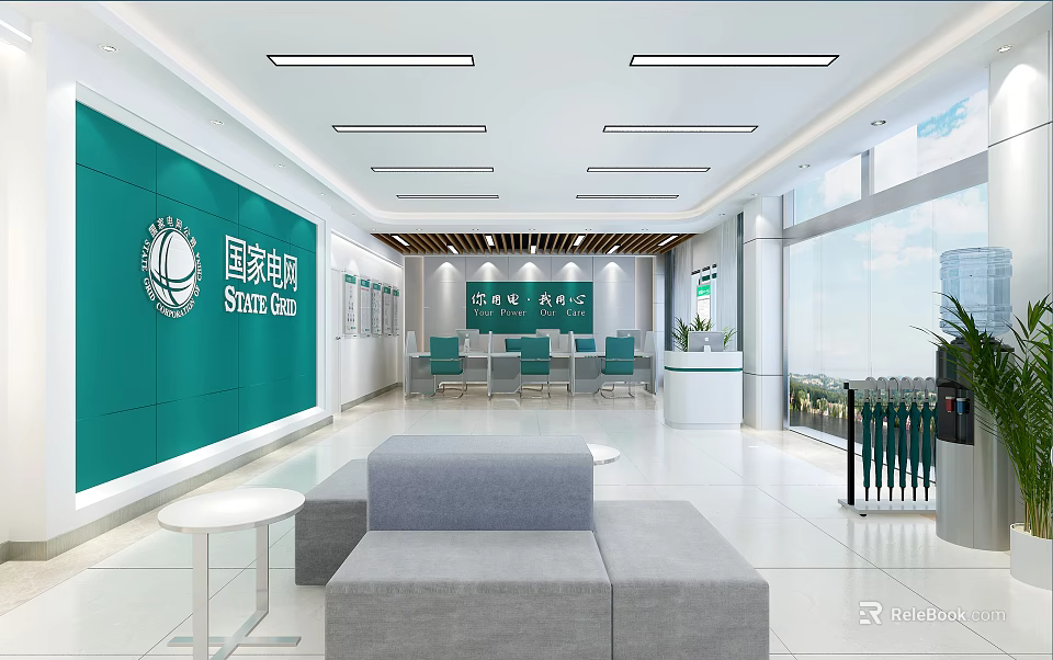 Modern Digital Store Interior With Comfortable Seating And Product Display Areas 3d model 