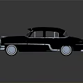 Vintage Classic Black Car With Blue Reflective Finish Chrome Details And White Wall Tires