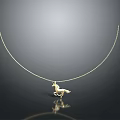 Unique Elegant Golden Necklace With Horse Pendant And Delicate Chain Design