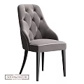 Gray Tufted Velvet Single Chair With Black Wooden Legs And Curved Backrest