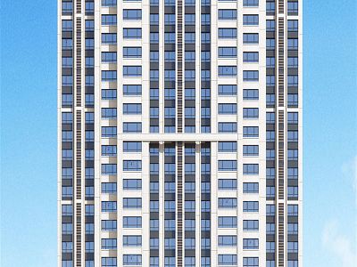 Modern Residential Building Public Facade Residence model