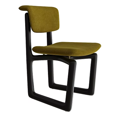 Modern Green Upholstered Dining Chair With Black Wooden Frame Design Structure 3d model