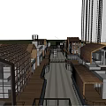 Modern Commercial Street With High Rise Buildings Multi Storey Structures Palm Trees And Pedestrians