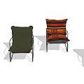 Modern Leisure Accent Chairs With Metal Frames And Colored Fabric Cushions