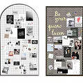 Decorative Grid Wall with Photos Notes and Stickers for Home Decor