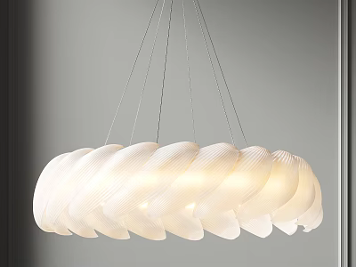 Elegant Modern White Curved Acrylic Chandelier With Soft Glowing Lighting Effect 3d model