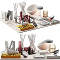 Modern Minimalist Decorative Ornament Set With Ceramic Vases Metal Candle Holders And Books