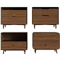 Wooden Bedside Tables With Various Drawer Designs And Modern Functional Styles 3d model