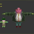 Cartoon Style Game Film Characters Tall Obese And Small Figures In Black Suits Arms Outstretched