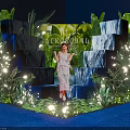 Floral Art Installation With Green Plants Waterfall Effect Backdrop And Steps