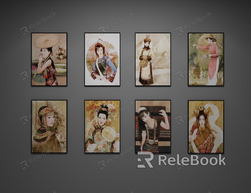 decorative painting of ethnic minorities model