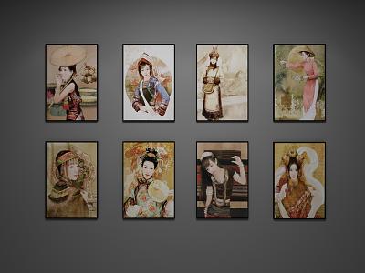 decorative painting of ethnic minorities model