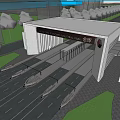 Modern Gate Factory Gate 3d model