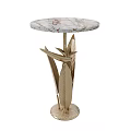 Elegant Marble Top Coffee Table With Leaf Shaped Metal Stand Design 3d model