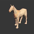 Geometric Golden Horse Sculpture With Polygonal Design And Reflective Base