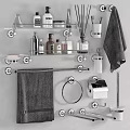 Stylish Bathroom Accessories With Towel Rack Towels Toiletry Bottles Soap Dish And Toilet Paper Holder