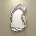 Modern Irregular Shaped Mirror As Wall Decor Reflecting Living Room Interior 3d model