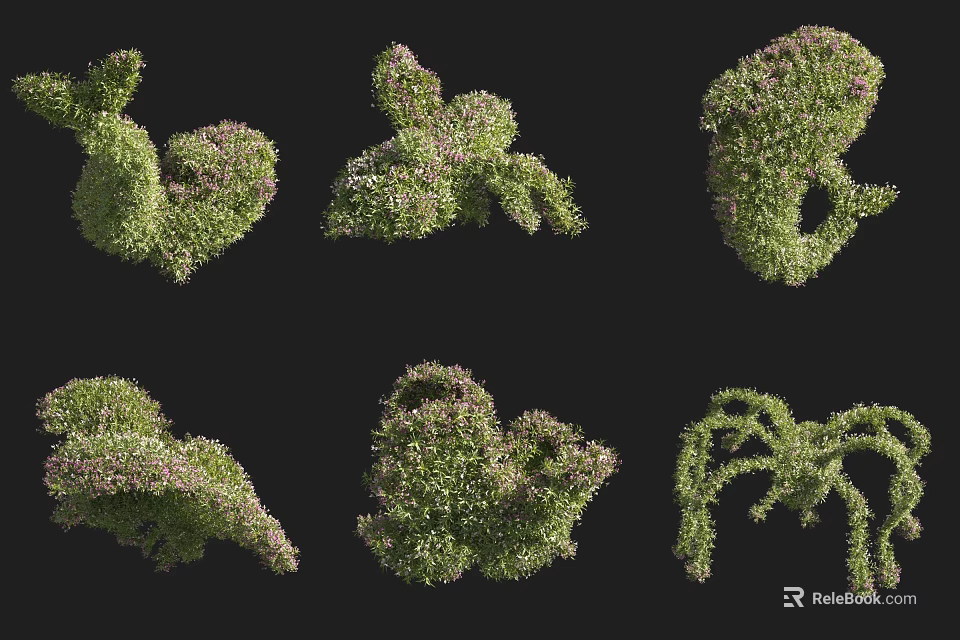 Different Shaped Decorative Shrubs Perfect For Garden Landscaping And Design Ideas 3d model 