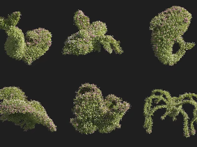 Different Shaped Decorative Shrubs Perfect For Garden Landscaping And Design Ideas 3d model