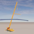Industrial Equipment With Vertical Pole Horizontal Beam Red Stripes And Yellow Base