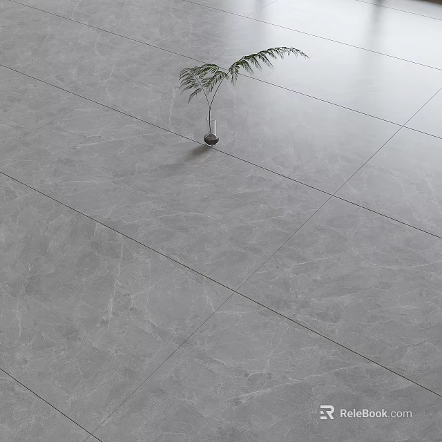 Gray Floor Tiles With Large Size In Modern Living Area 3d model 