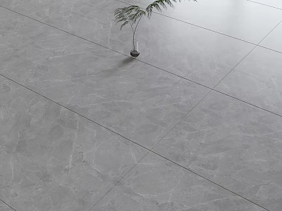 Gray Floor Tiles With Large Size In Modern Living Area 3d model