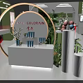 Fresh Greenery Decorated Modern Exhibition Booth Design For Cosmetic Brand Product Trade Show