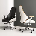 Modern Office Chair With Black And White Design Adjustable Arms Metal Base And Swivel Wheels