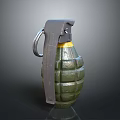 Green Yellow Hand Grenade With Ribbed Surface Metallic Lever Pull Ring And 3D Render 3d model