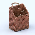 Durable Brown Handwoven Rattan Basket With Handle For Everyday Home Storage