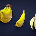 Fresh Bananas in Various Stages of Peeled and Unpeeled Arranged on Dark Background