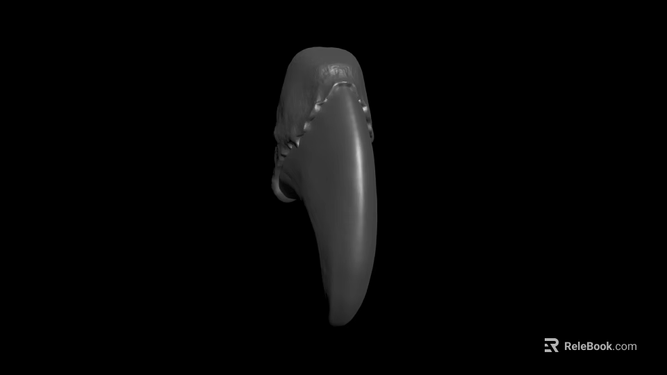Gray Claw Shaped Object With Sharp Edges And Pointed Tip On Black Background 3d model 