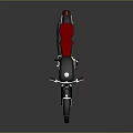 Vintage Black Motorcycle With Red Seat Gold Accents Round Headlight And White Rims