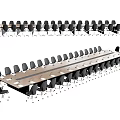 Large Rectangular Conference Table With Black Office Chairs For Meeting Room Setup 3d model