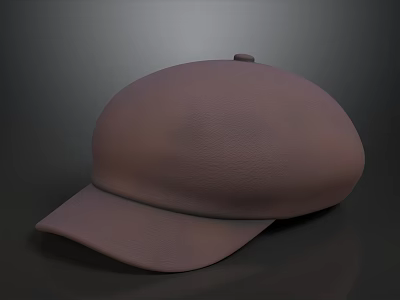 Brown Leather Classic Cap With Smooth Surface And Casual Style Design 3d model