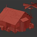 Rustic Wooden House With Colorful Roof Windmill Porch Windows And Wooden Stairs