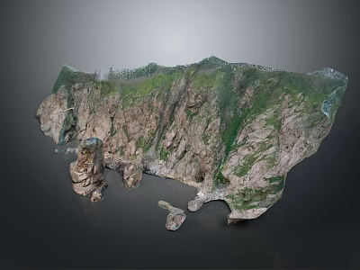 Detailed 3D Mountainous Terrain With Rocky Cliffs Green Vegetation And Steep Slopes 3d model