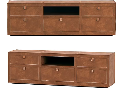 Modern Brown TV Stand With Storage Drawers And Open Compartment For Living Room 3d model